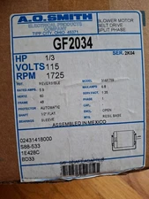 A.O. Smith GF2034 Belt-Drive AC Blower Motor 1/3HP 1725 rpm