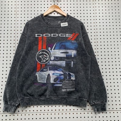 Dodge Hellcat Sweatshirt Mens Medium Grey 20s Rule The Road Acid Wash Crewneck