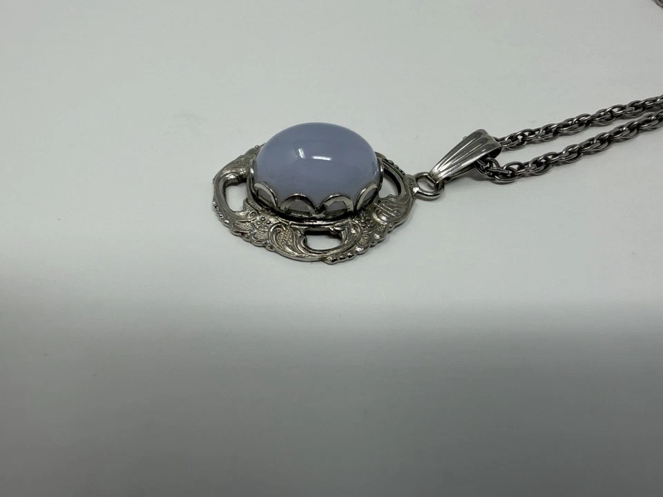 Ellensburg蓝色玛瑙吊坠银色项链 — 第 3/4 张图片