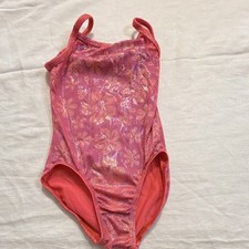 Girls' Pink Sleeveless Gymnastics Leotard with Floral Design Leotards Unitards