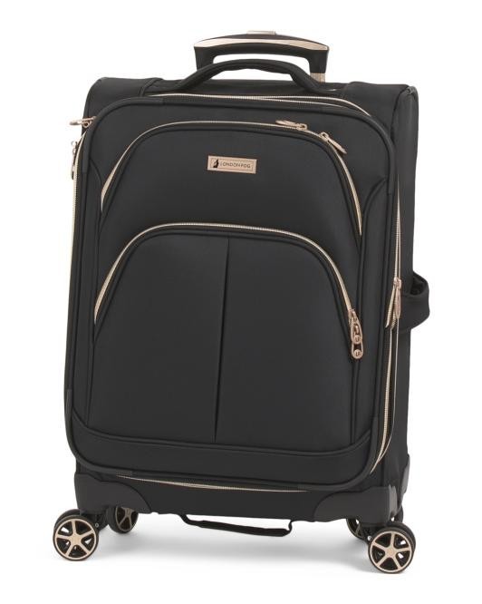 LONDON FOG 20in Black/Champagne Bromley Softside Carry-On Sp