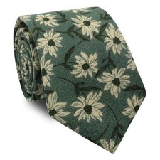 Floral Ties for Men Mens Floral Tie Cotton Necktie Skinny White Green Flower