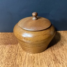 Vintage Turned Wooden Box With Lid Trinket Box Round