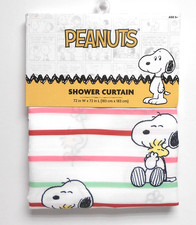 Peanuts Snoopy and Woodstock Fabric Shower Curtain