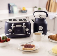 1.7L Kettle & 4 Slice Toaster Matt Dark Blue and Silver - grade B return RRP £79