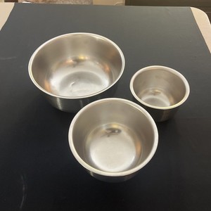 Set Of 3 Vintage Stainless Steel Bowls, 8 1/4", 6" And 5" Diameter