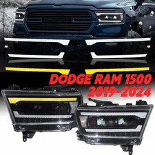 Pair Full LED Headlights For 2019-2024 Dodge Ram 1500 LED W/Animation Sequential