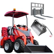 HY480D+4-1 Bucket+Forks  Wheeled Mini Skid Steer Loader 23HP EPA Engine 3-pump
