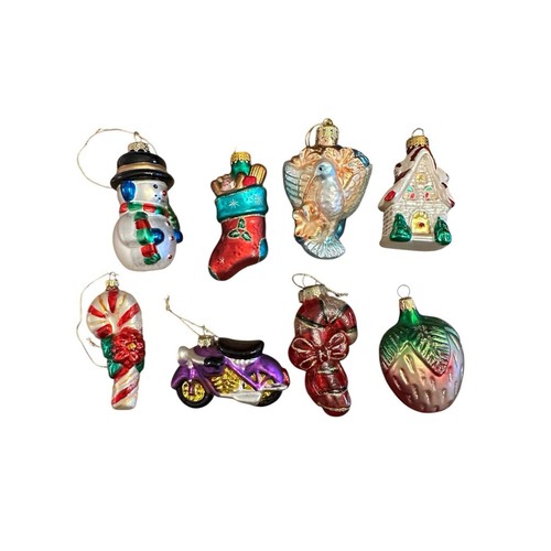 8 Vintage Hand Blown Glass Christmas Ornaments 3-4” Original Highly Collectible - Picture 2 of 6