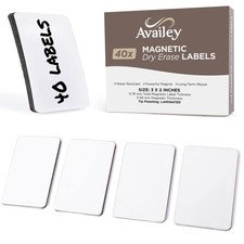 Availey 40 Pieces 3 x 2 - White Magnetic Dry Erase Labels - Reusable Strips...