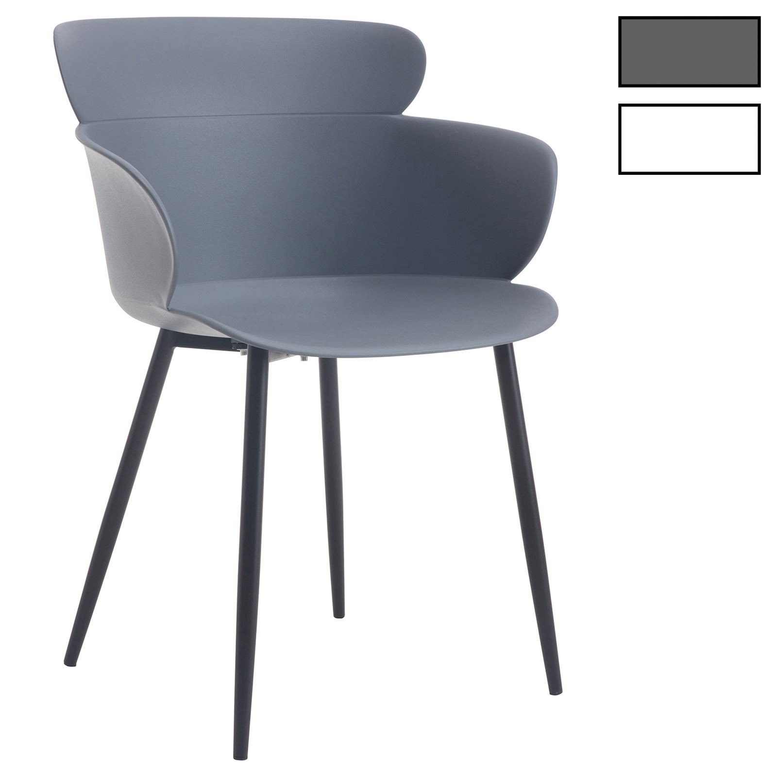 Chaise salle à manger lot de 4 en plastique blanc avec accoudoirs confortables