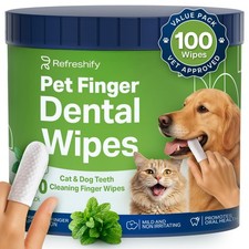 Dog Teeth Cleaning Wipes - 100 Value Pack - Fresh Mint Dog Dental Wipes, Vet ...