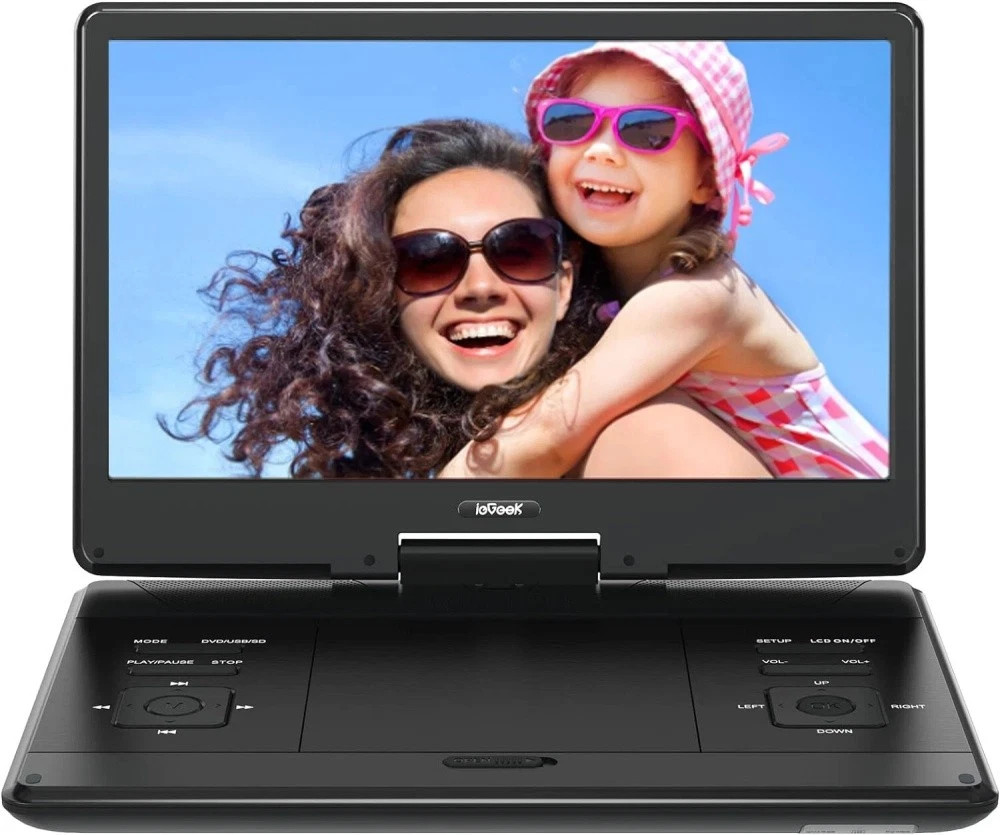 ieGeek 15.9" Portable DVD Player Swivel Screen,Rechargeable Battery,Region Free