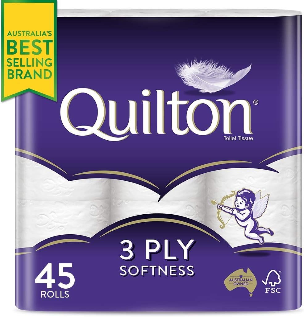 Quilton 3 Ply Toilet Paper 45 Rolls Soft Strong Bathroom Tissue Value Pack — image 7