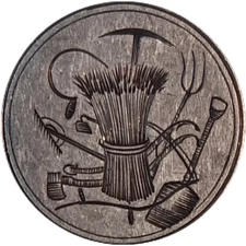 Love Token Farm Tools Wheat Sheaf Scythe Sickle Plow Shovel Pitchfork Hoe Rake