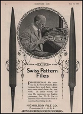 1924 Nicholson File Co. Providence Rhode Island X F Swiss Pattern Files Print Ad