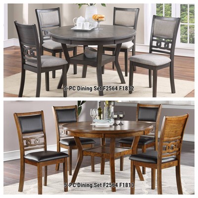 NEW Grey / Walnut Wooden Top Finish Table w/ Matching Chairs 5-PC Dinning Set