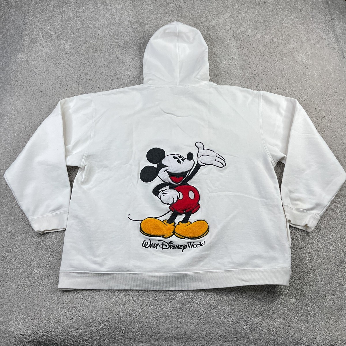 Walt Disney World Hoodie Mens XL White Mickey Mouse Embroidered Hooded Full  Zip | eBay
