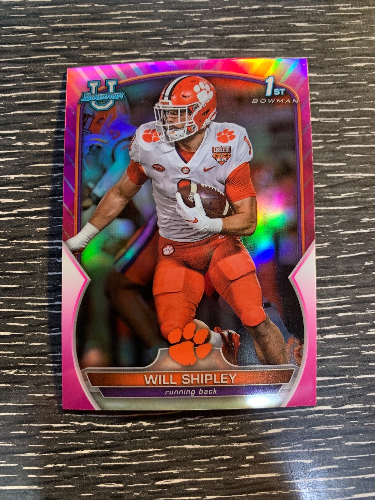 Will Shipley 2022 Bowman U Chrome Pink Refractor #73 1st Bowman Clemson 1AB