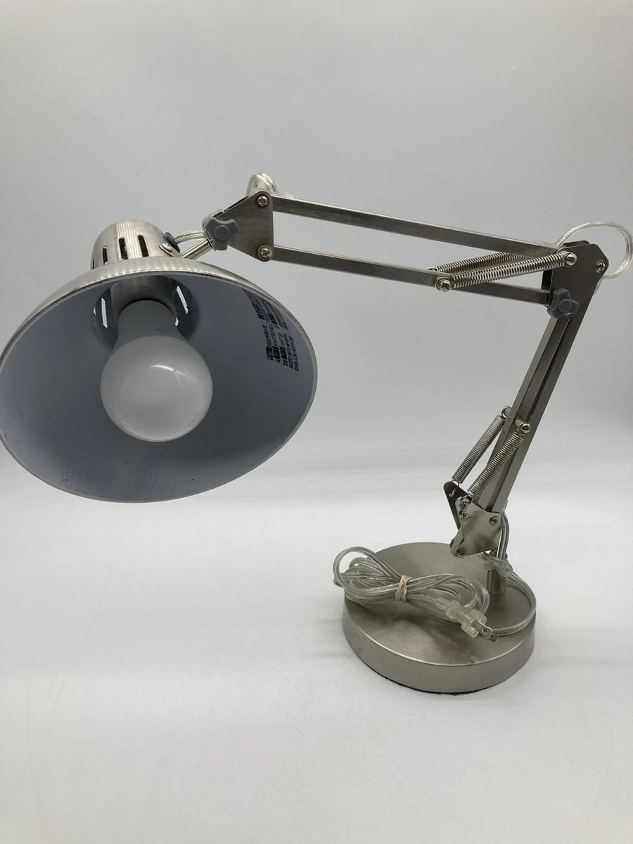 Intertek Goose Neck Desk Lamp Adjustable Brushed Nickel Model LH-2447L 22  Tall