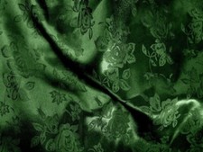 HUNTER GREEN BROCADE FLORAL JACQUARD SATIN FA...