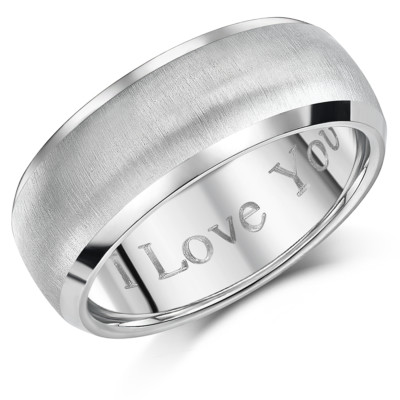 Herren Titan Ring Gravur 'I Love You' Matt & Poliert Ehering Unisex 8mm