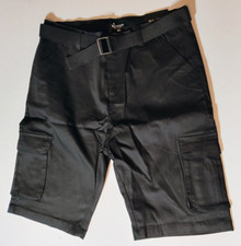 Blu Rock New York Men's Sz 32 Belted Pocket Cargo Shorts Black NWT