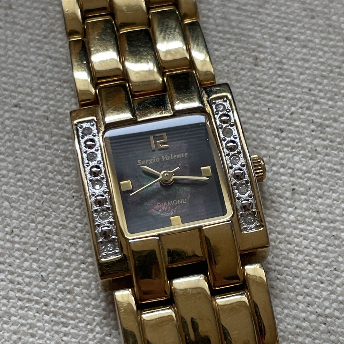 VTG Sergio Valente Women Diamond Quartz Watch Two Tone Black  display picture 3