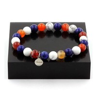 Armband Perlen Achat Phylum+Howlith+Lapislazuli 8 Mm. Made In Frankreich