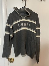 Vintage Signal Quarter Zip Lambswool Gray Sweater - Men  s XL