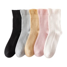 5 Pairs of autumn ladies solid color breathable vintage stockings