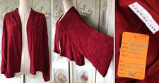 NWT NEW VTG BRYN WALKER USA-MADE 100 RAYON JACQUARD WRAP JACKET LAGENLOOK RED