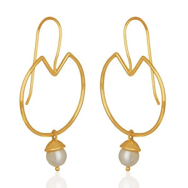 Pendientes colgantes de plata de ley 925 enchapados en oro de 18 quilates con perlas naturales joyas de regalo Foto 3 de 4