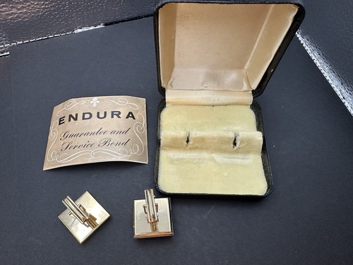 VINTAGE 17J SWISS ENDURA WATCH CUFF LINKS GOLD PLATED STUNNING NEW IN BOX - Picture 4 of 4