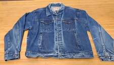 Vintage Saddle King Western Denim Jean Trucker Jacket USA Made Men's Size 46 Reg