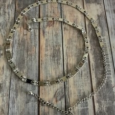 Vintage rhinestone panel link narrow belt chain necklace or belt