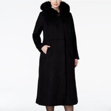 Bnwt Forecaster 10 Black Cashmere Wool Saga Fox Fur Real Smart Overcoat Warm...