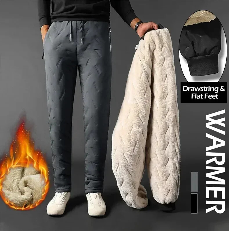 Men's Thermal Fleece Pants Sweatpants Waterproof Windproof Warm Cotton Winter