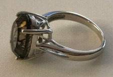 JTV Oval Smokey Quartz Stone Sterling Silver Ring / Size 7 - GORGEOUS