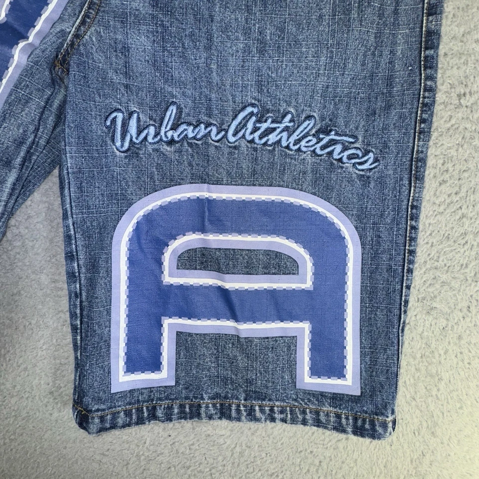 Pantalones Cortos de Jean Sueltos De Colección Para Hombres 34 Azul Denim Y2K Urbano Hip Hop Estilo JNCO Foto 2 de 4