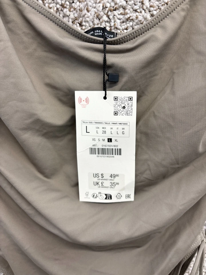 Traje de baño Zara verde oliva traje de baño de una pieza cordón laterales fruncidos talla L Foto 3 de 4