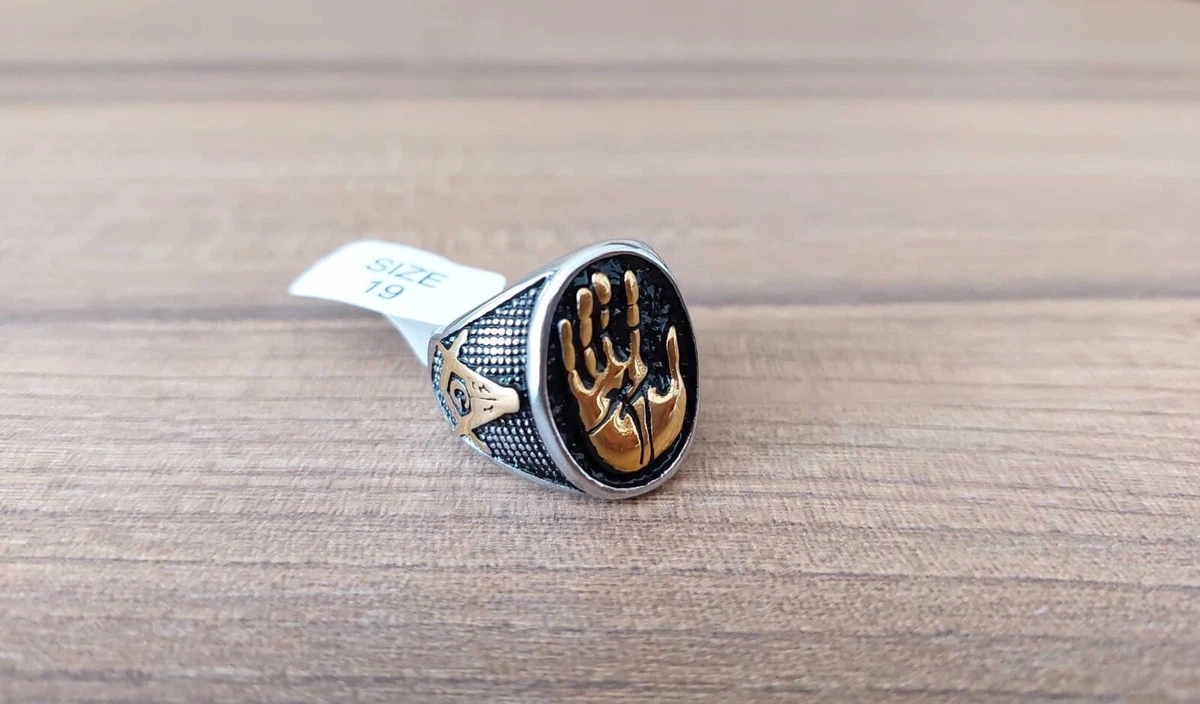 Anello Con Sigillo Simbolo Massonico Argento Sterling - Foto 10