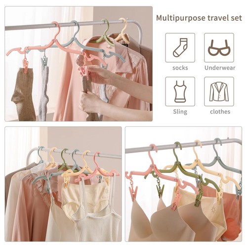 Foldable Portable Plastic Clothes Hangers with Clips - Travel Laundry Hanger Set - Picture 13 of 58