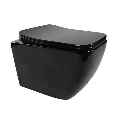 i-flair randlos Toilette Hänge WC CUBE SCHWARZ inkl.Sitz mit Absenkautomatik