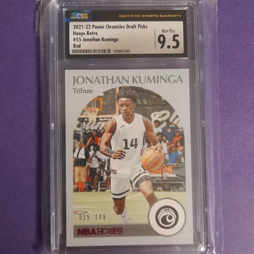 2021-22 Panini Chronicles Draft Jonathan Kuminga #d/199 Red RC CGC 9.5 Hoops