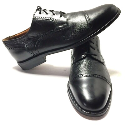Massimo Emporio Black Leather Cap Toe Oxford Lace Up Shoes Men’s 11 s-l400.jpg main image 4
