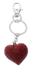 Rhinestone Bling Red Heart Burning True Love Amore Key Chain Purse Fob Charm