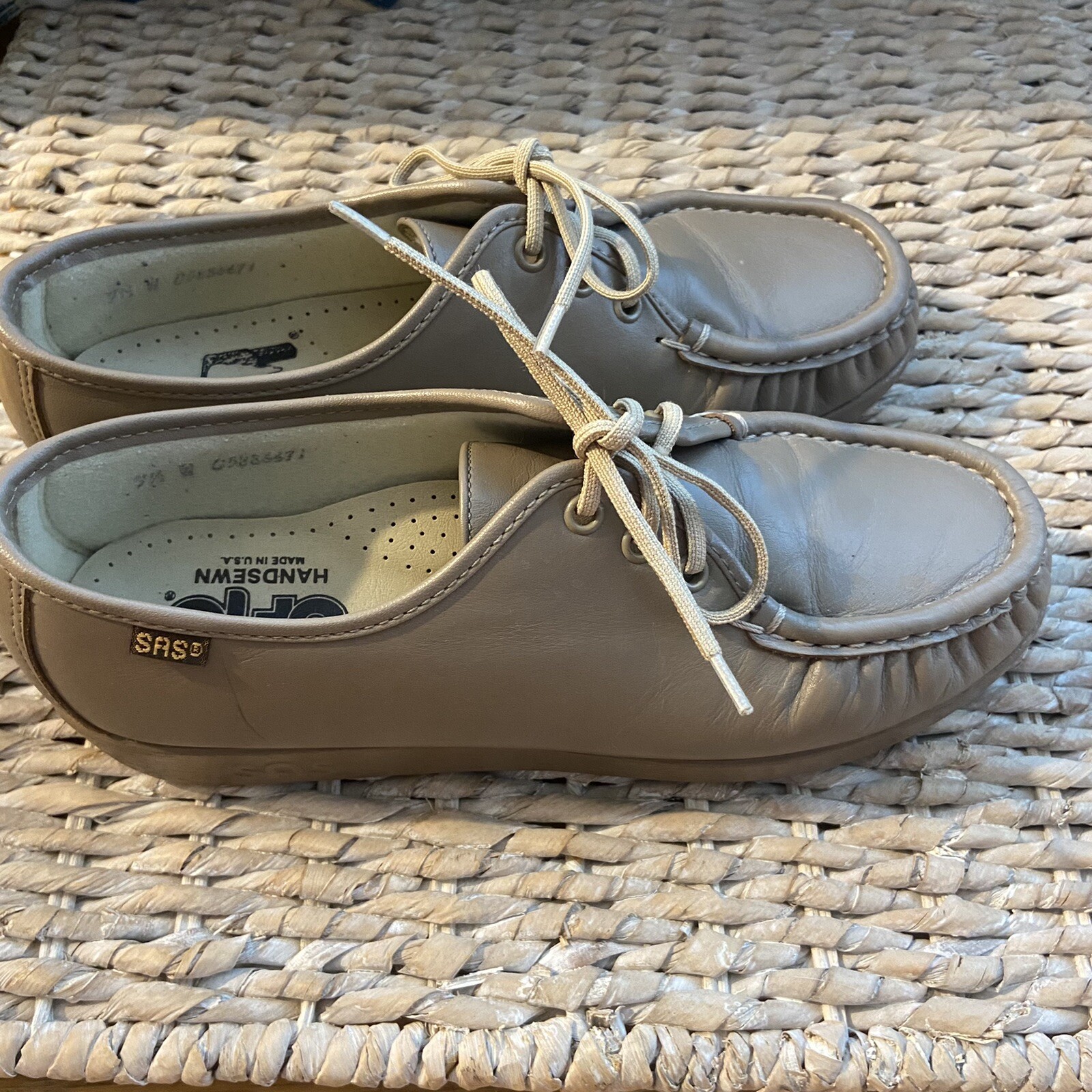 SAS Womens Handsewn Light Brown Leather Wedge Lace Up Loafer Shoe Size 7 1/2 7.5 eBay