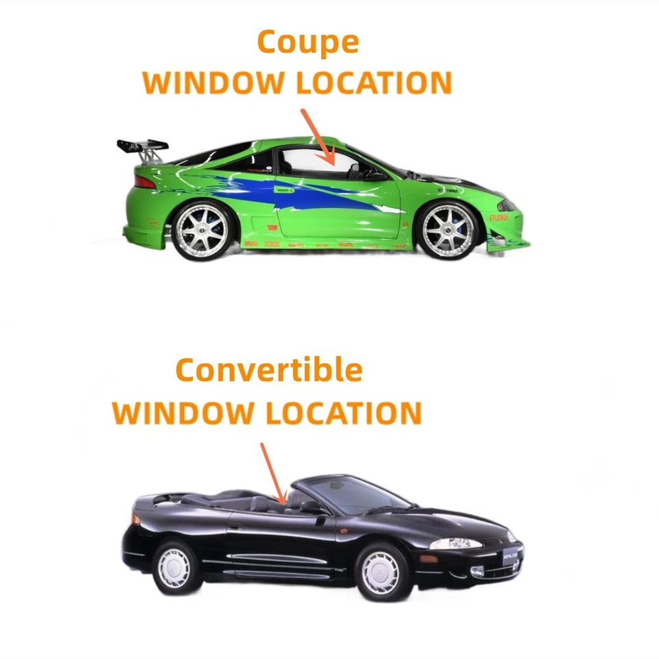 Passenger/Right Side Door Window Glass For 95-99 Mitsubishi Eclipse Eagle Talon - Изображение 2 из 3