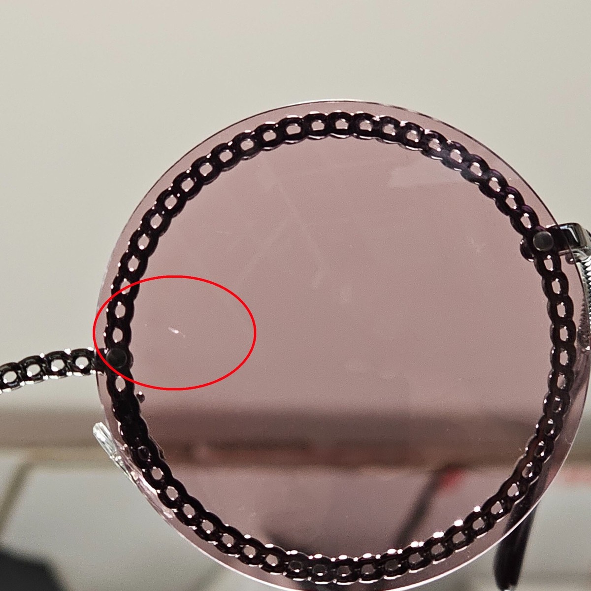 Chanel Sunglasses Chain Round Pink Red Burgundy Silver 4245 C.108